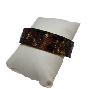 𝅺Vintage Crackle Lamp Glass Brass Bangle Bracelet Large Wrist sz 9 Statement